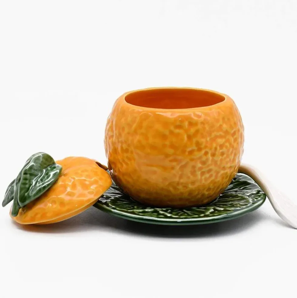 Pot en céramique en forme d'orange - 12cm