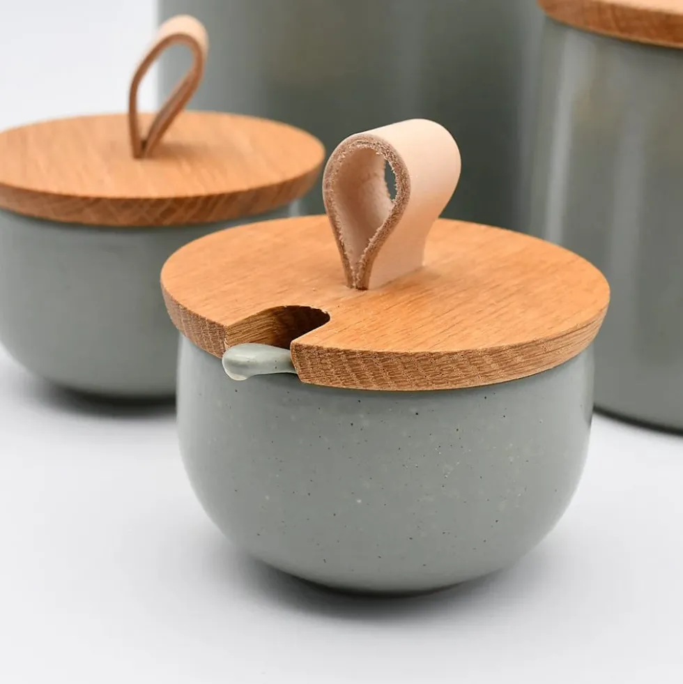 Pot à sucre et cuillère en grès "Pacifica“ - Artichaud