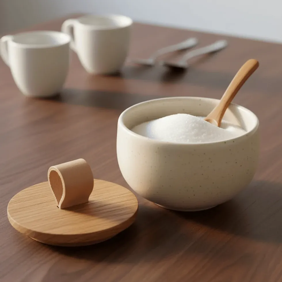 Pot à sucre et cuillère en grès "Pacifica“ - Beige