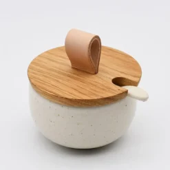 Pot à sucre et cuillère en grès