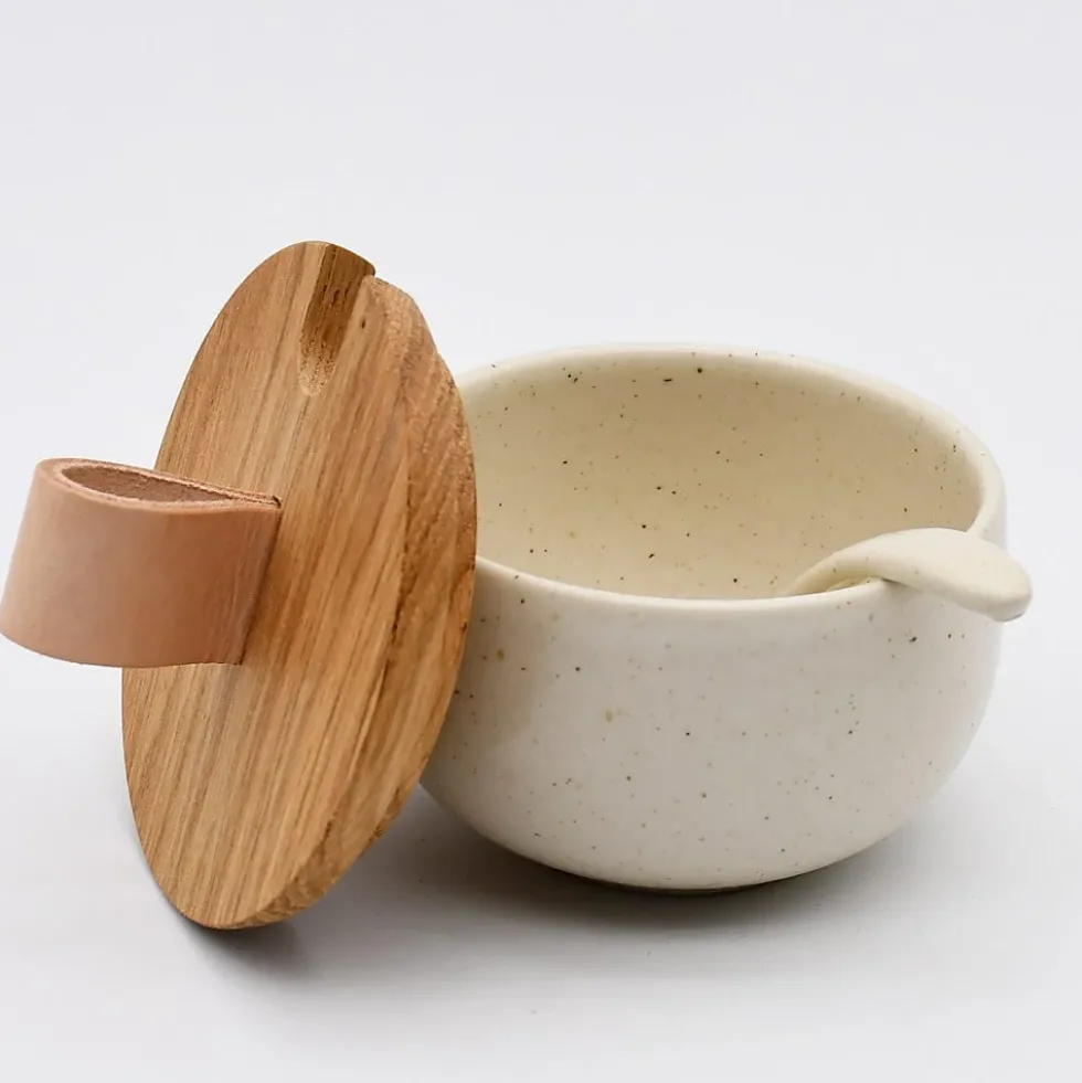 Pot à sucre et cuillère en grès "Pacifica“ - Beige