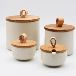 Pot à sucre et cuillère en grès