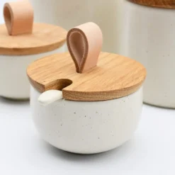Pot à sucre et cuillère en grès
