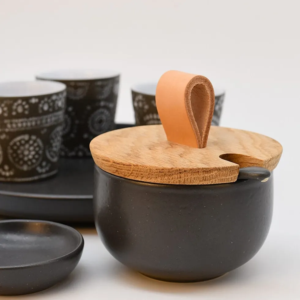 Pot à sucre et cuillère en grès "Pacifica“ - Anthracite
