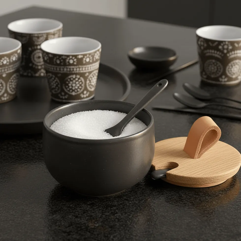 Pot à sucre et cuillère en grès "Pacifica“ - Anthracite