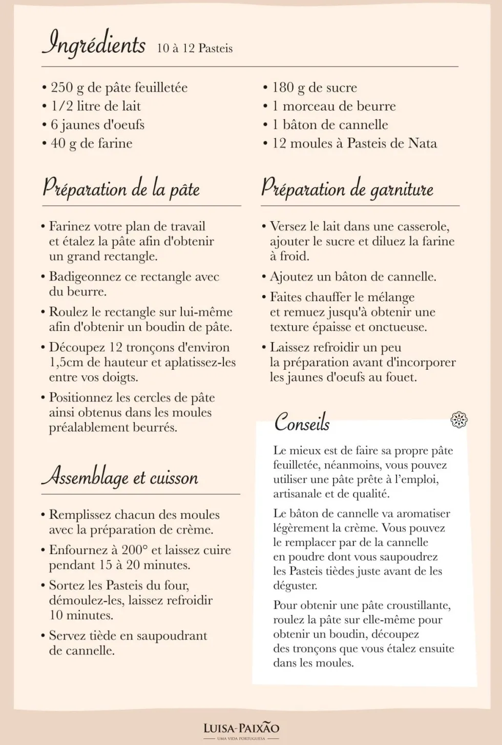 Recette des Pasteis de Nata