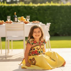 Robe enfant à motifs Viana - Jaune