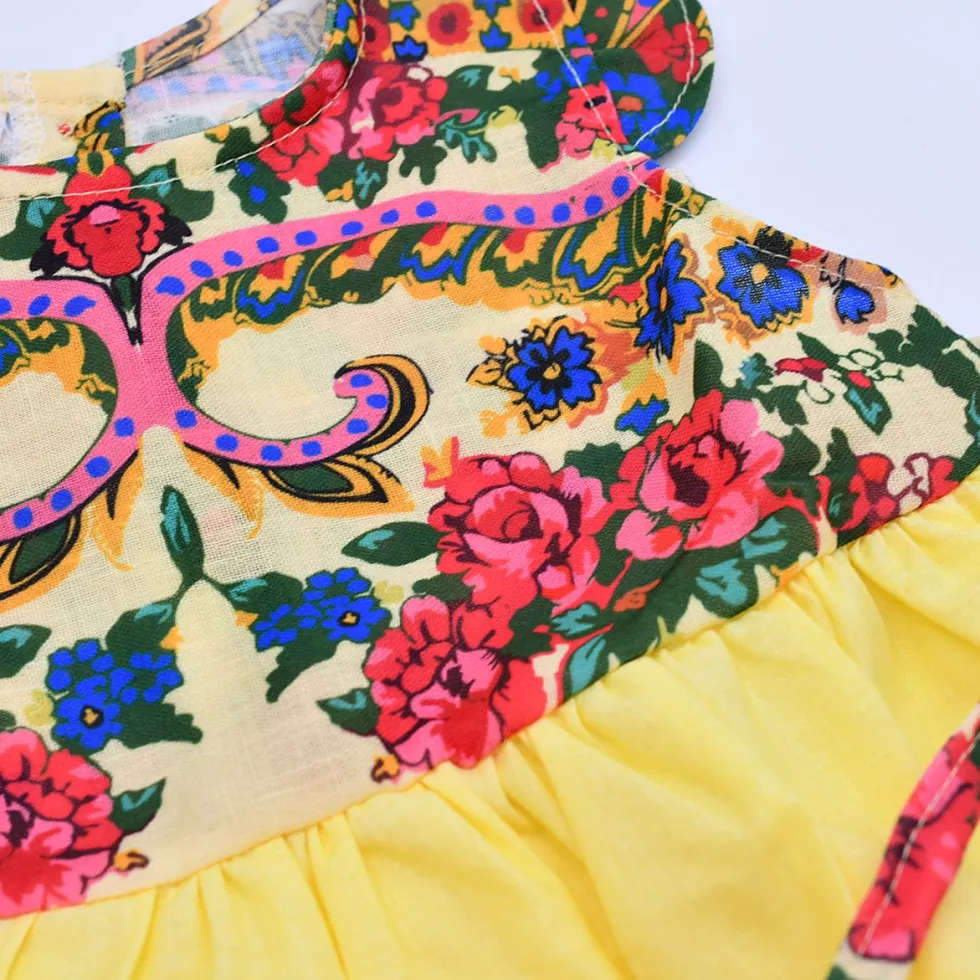 Robe enfant à motifs Viana - Jaune