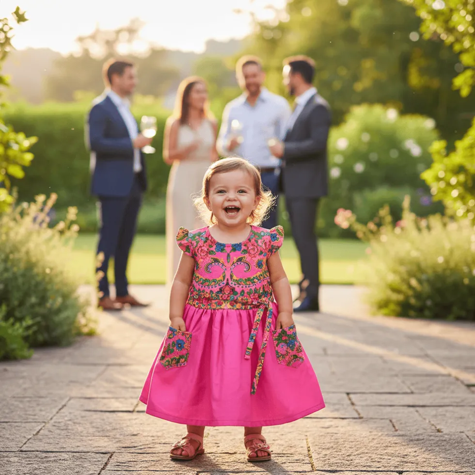 Robe enfant à motifs Viana - Rose