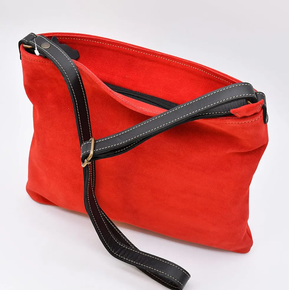 Sac à bandoulière en daim - Rouge
