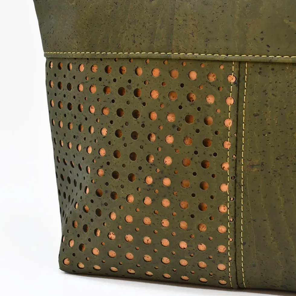 Sac bandoulière en liège perforé - Vert
