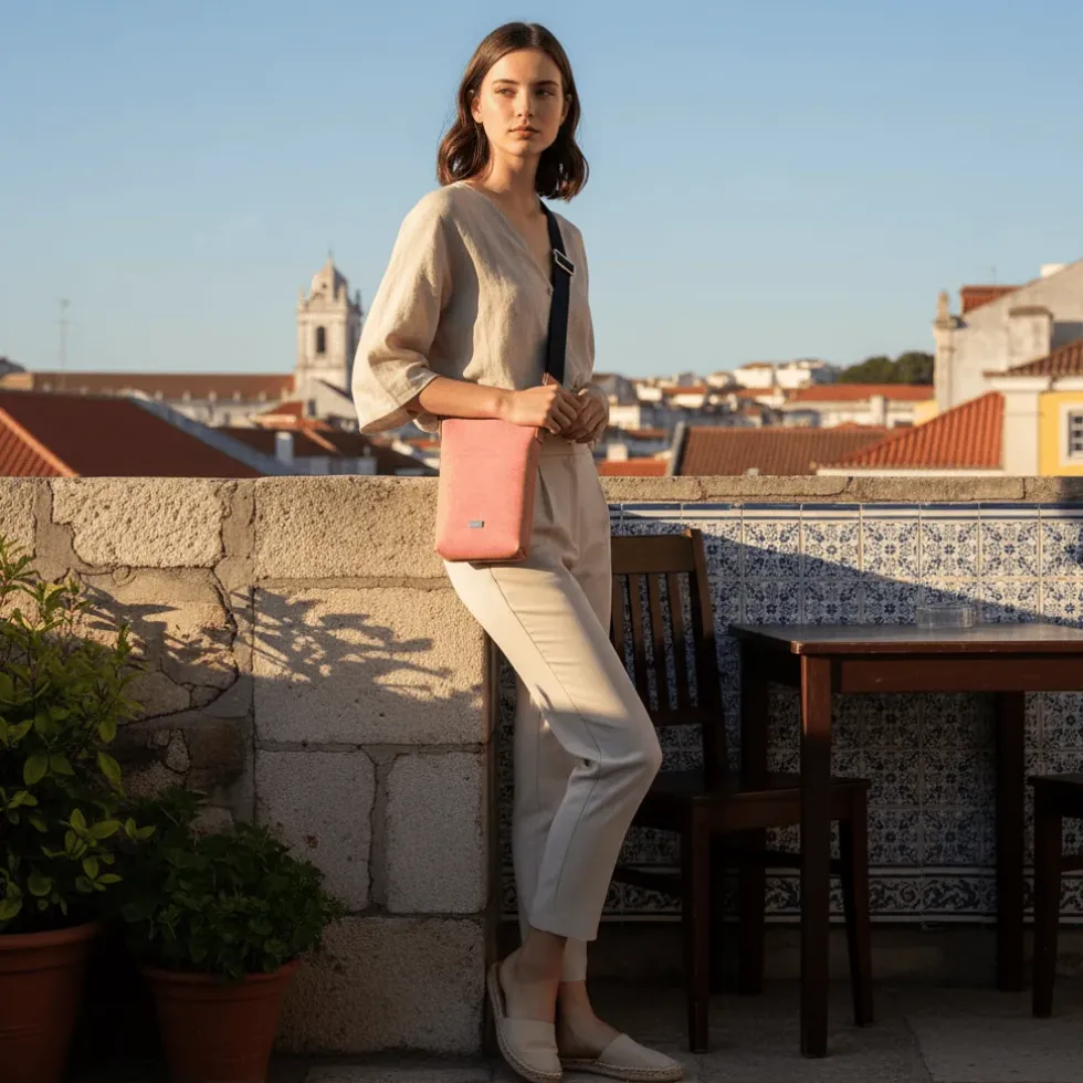 Sac bourse en liège - Rose