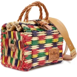 Sac cabas en jonc 18cm - Multicolore