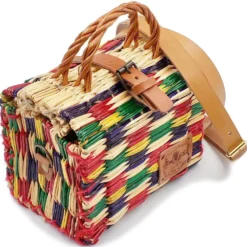 Sac cabas en jonc 18cm - Multicolore