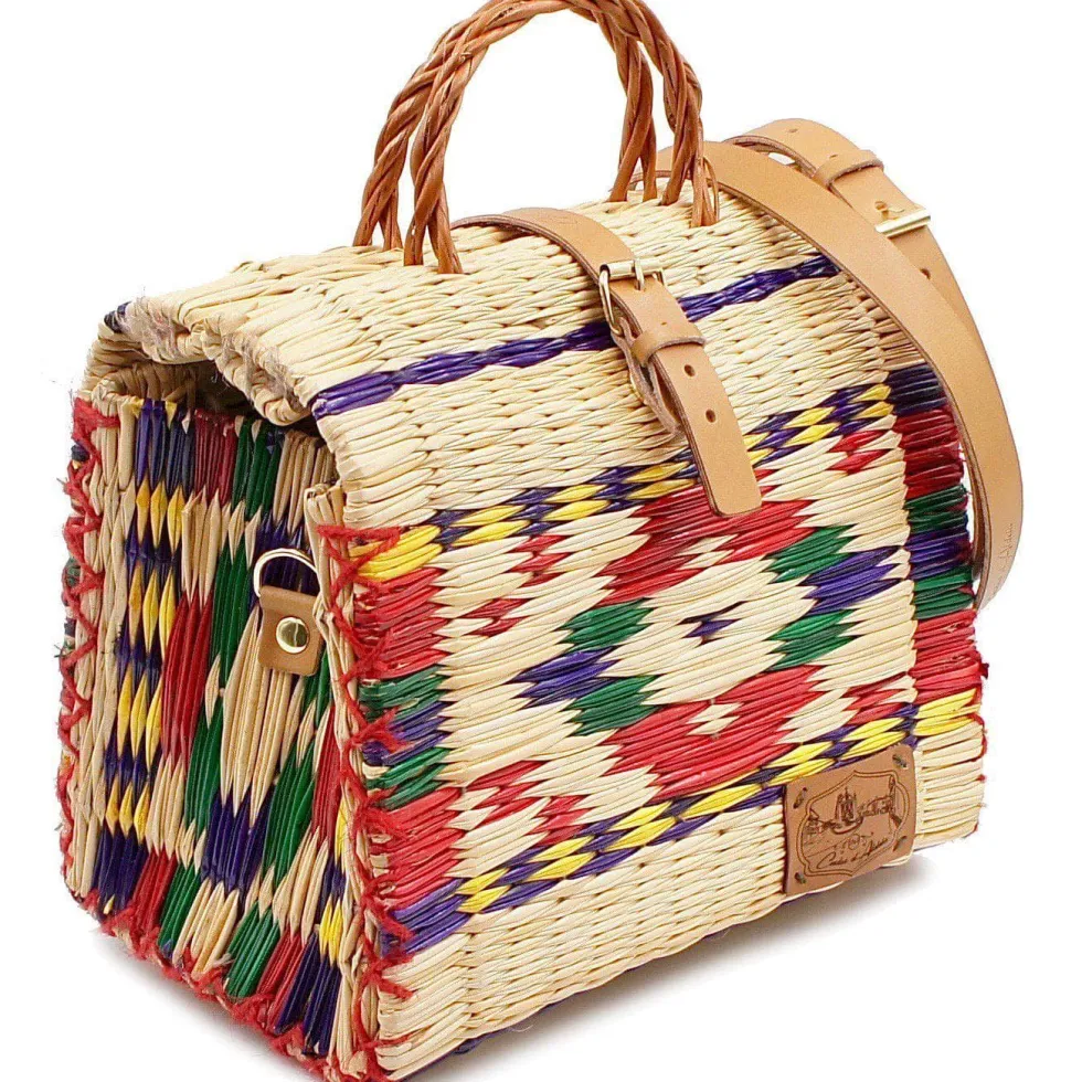 Sac cabas en jonc 26cm - Multicolore