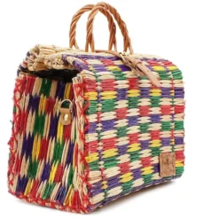 Sac cabas en jonc 30cm - Multicolore
