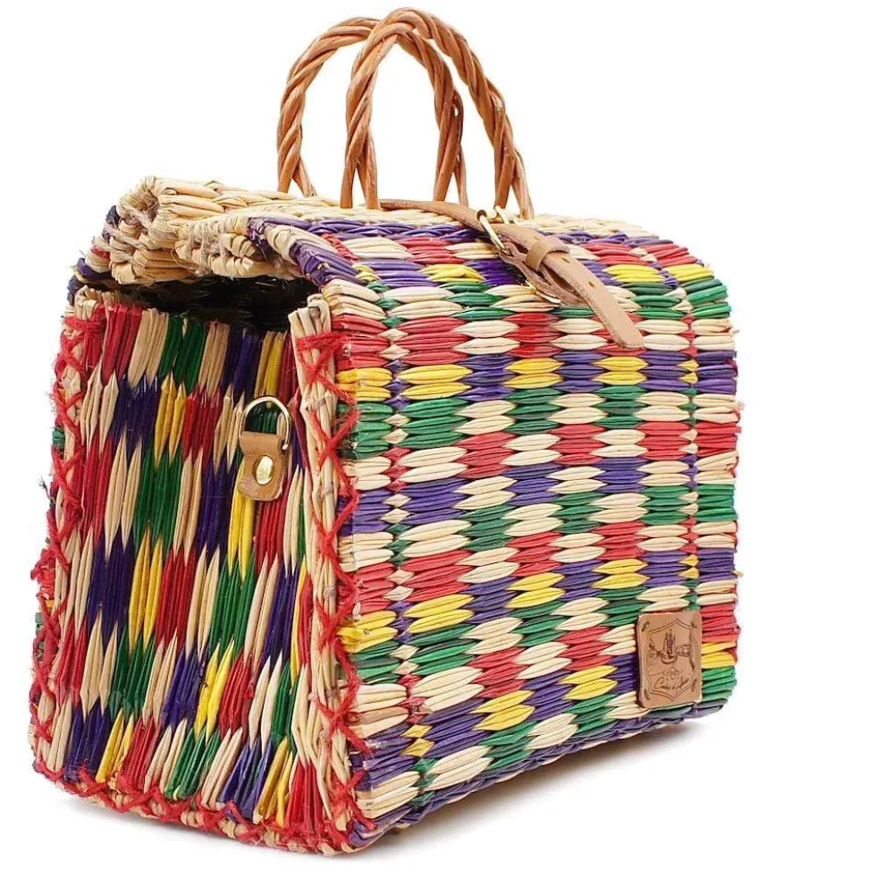 Sac cabas en jonc 30cm - Multicolore