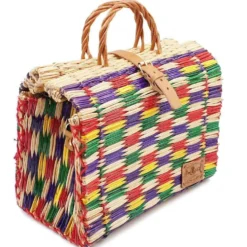 Sac cabas en jonc 30cm - Multicolore