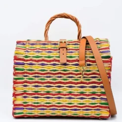 Sac cabas en jonc 30cm - Multicolore
