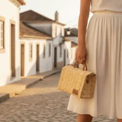 Sac cabas en jonc 22cm - Naturel