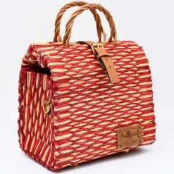 Sac cabas en jonc 22cm - Rouge