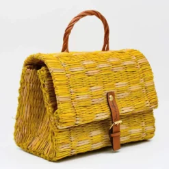 Sac cartable en jonc 25cm - Jaune