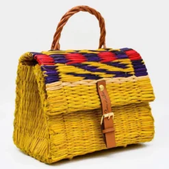 Sac cartable en jonc 22cm - Jaune
