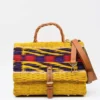 Sac cartable en jonc 25cm - Jaune & multicolore