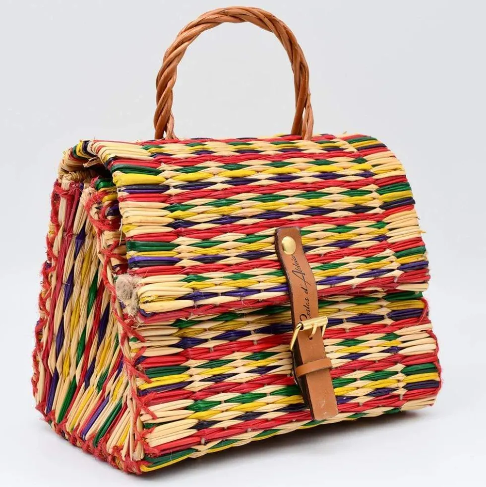 Sac cartable en jonc 22cm - Multicolore