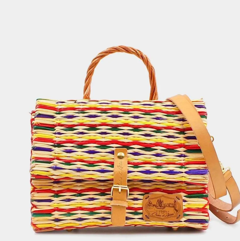 Sac cartable en jonc 25cm - Multicolore