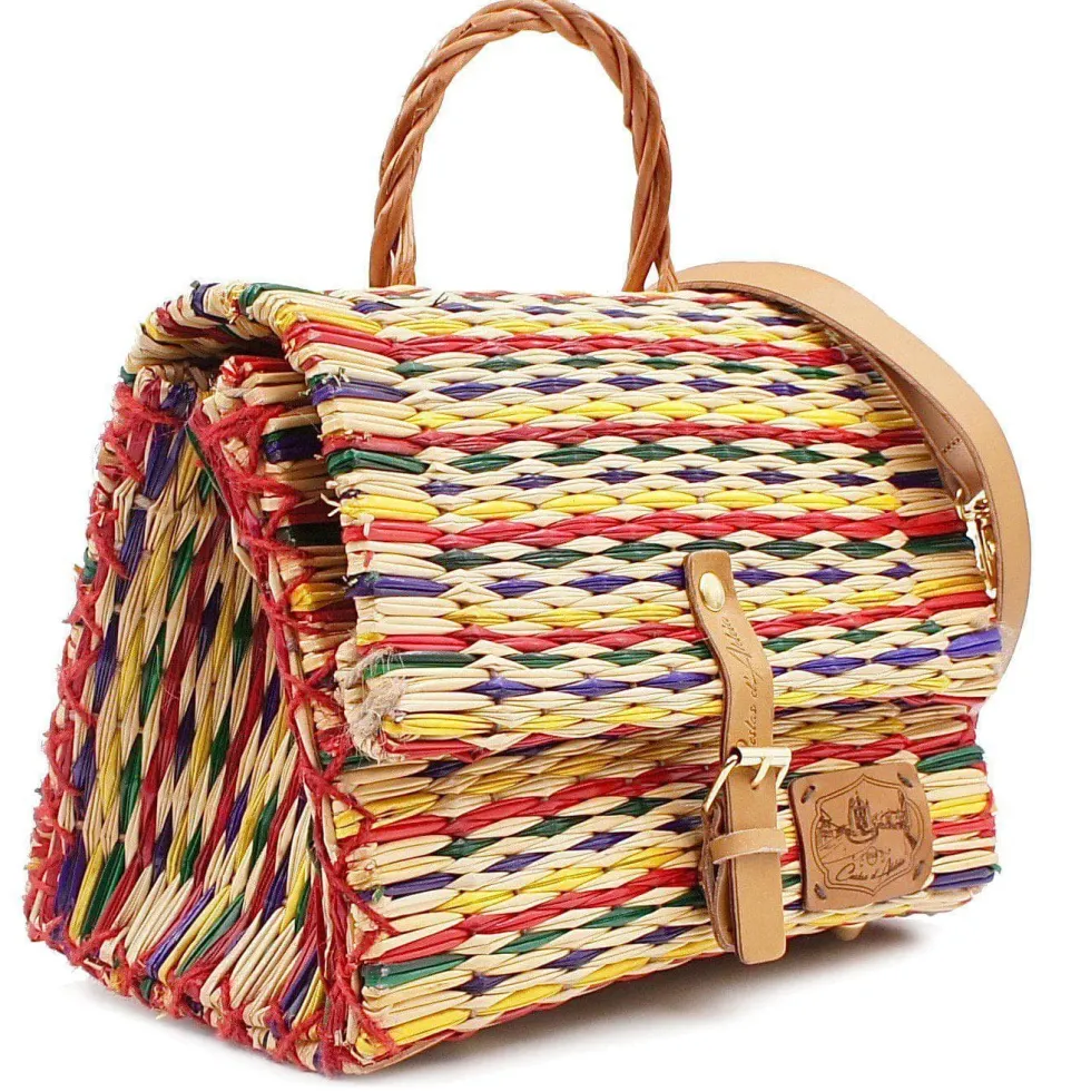Sac cartable en jonc 25cm - Multicolore