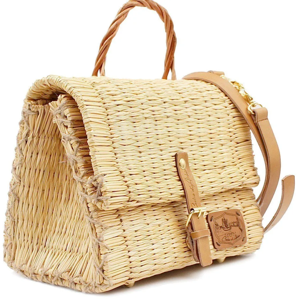 Sac cartable en jonc 25cm - Naturel