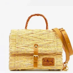Sac cartable en jonc 25cm - Naturel