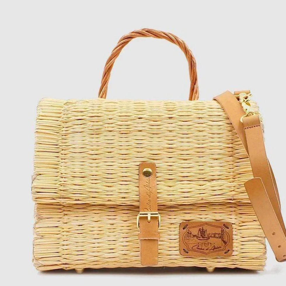 Sac cartable en jonc 30cm - Naturel