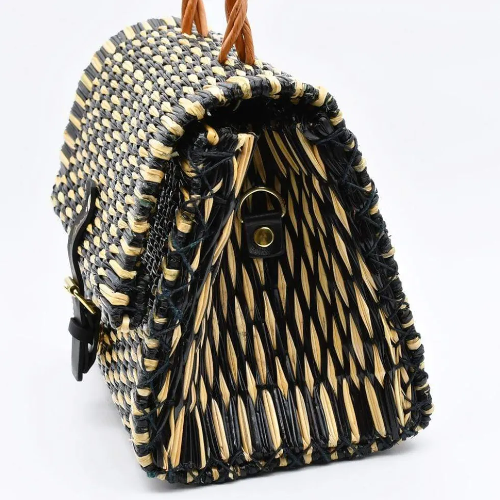 Sac cartable en jonc 25cm - Noir