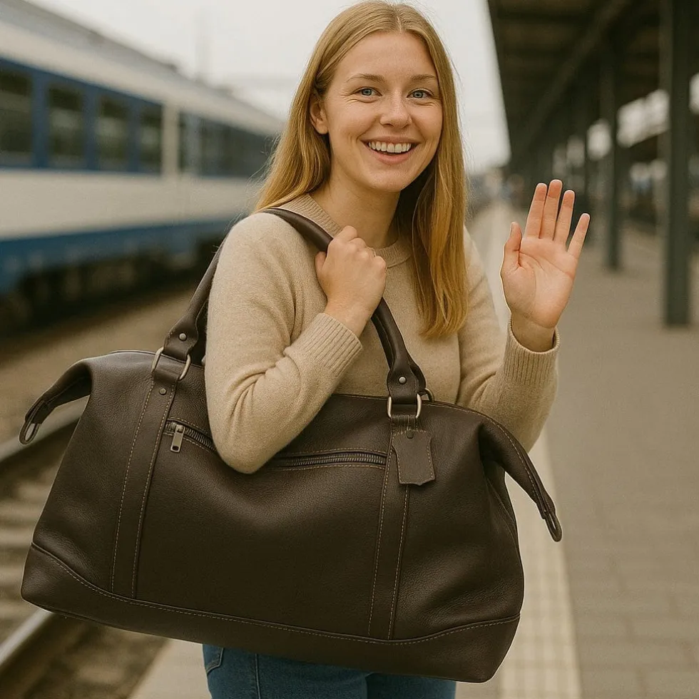 Sac de voyage en cuir - Marron foncé