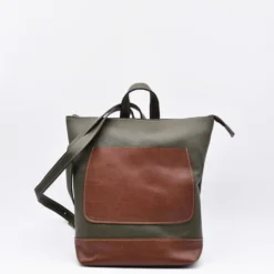 Sac à dos en cuir - Vert olive