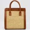 Sac en cuir et jonc 26cm - Naturel