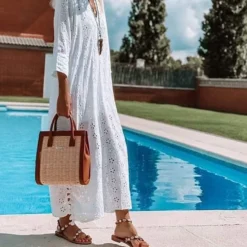 Sac en cuir et jonc 26cm - Naturel