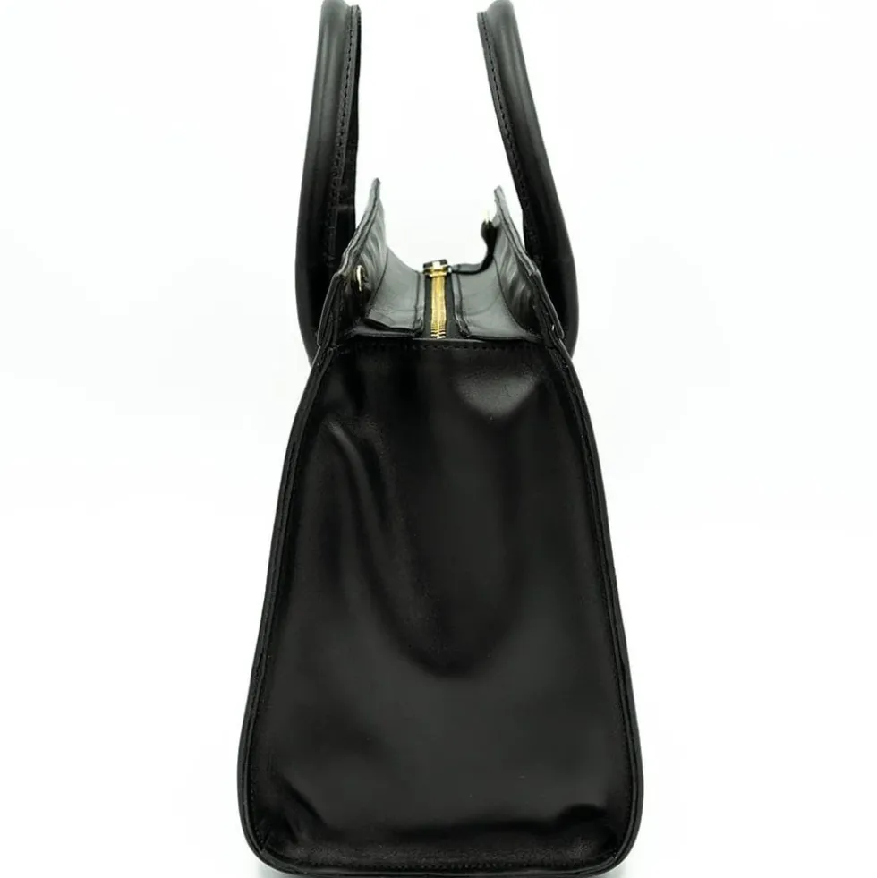 Sac en cuir et jonc 26cm - Noir