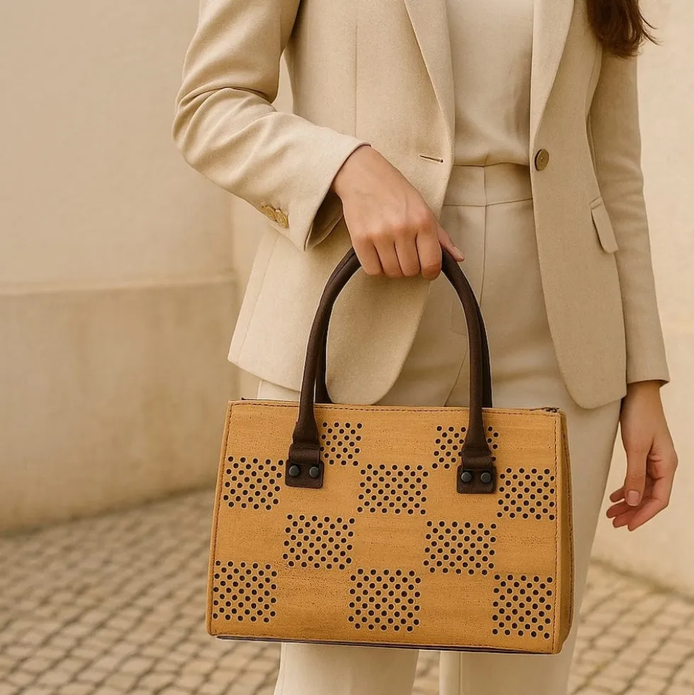 Sac à main en liège perforé - Naturel
