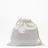 Sac pochette en lin brodé blanc 40x40cm