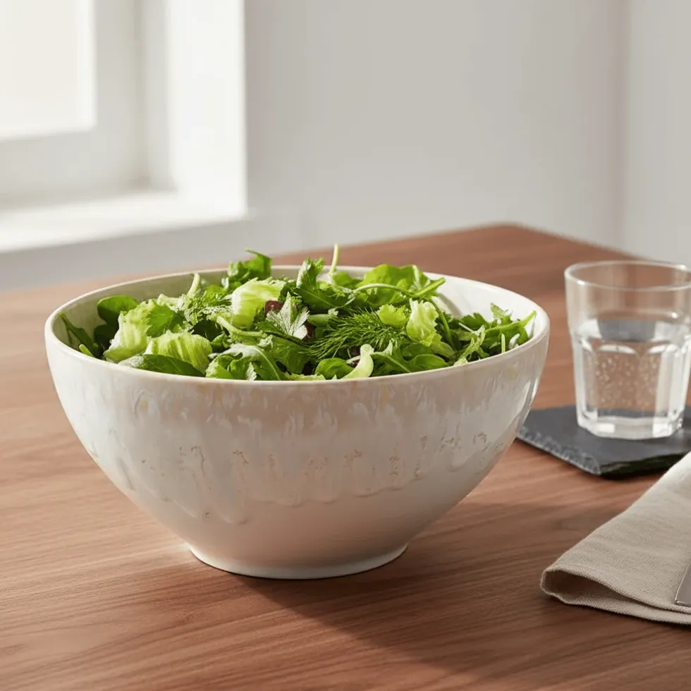 Saladier en grès "Taormina" 24cm - Blanc