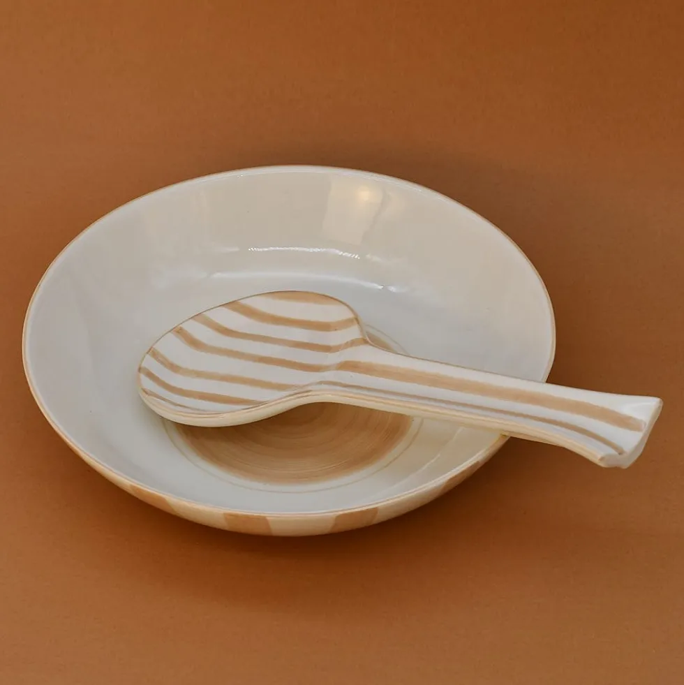 Saladier rayé "Costa Nova Mar" 25cm - Moka