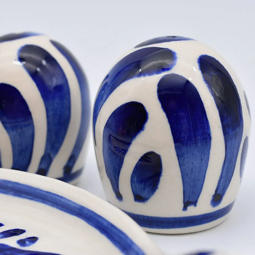 Salière & poivrière en céramique "Andorinha" - Bleue