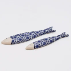 Sardine décorative en céramique "Padrão" - Bleu