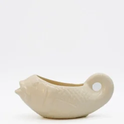 Saucière en céramique en forme de Poisson - Blanc cassé