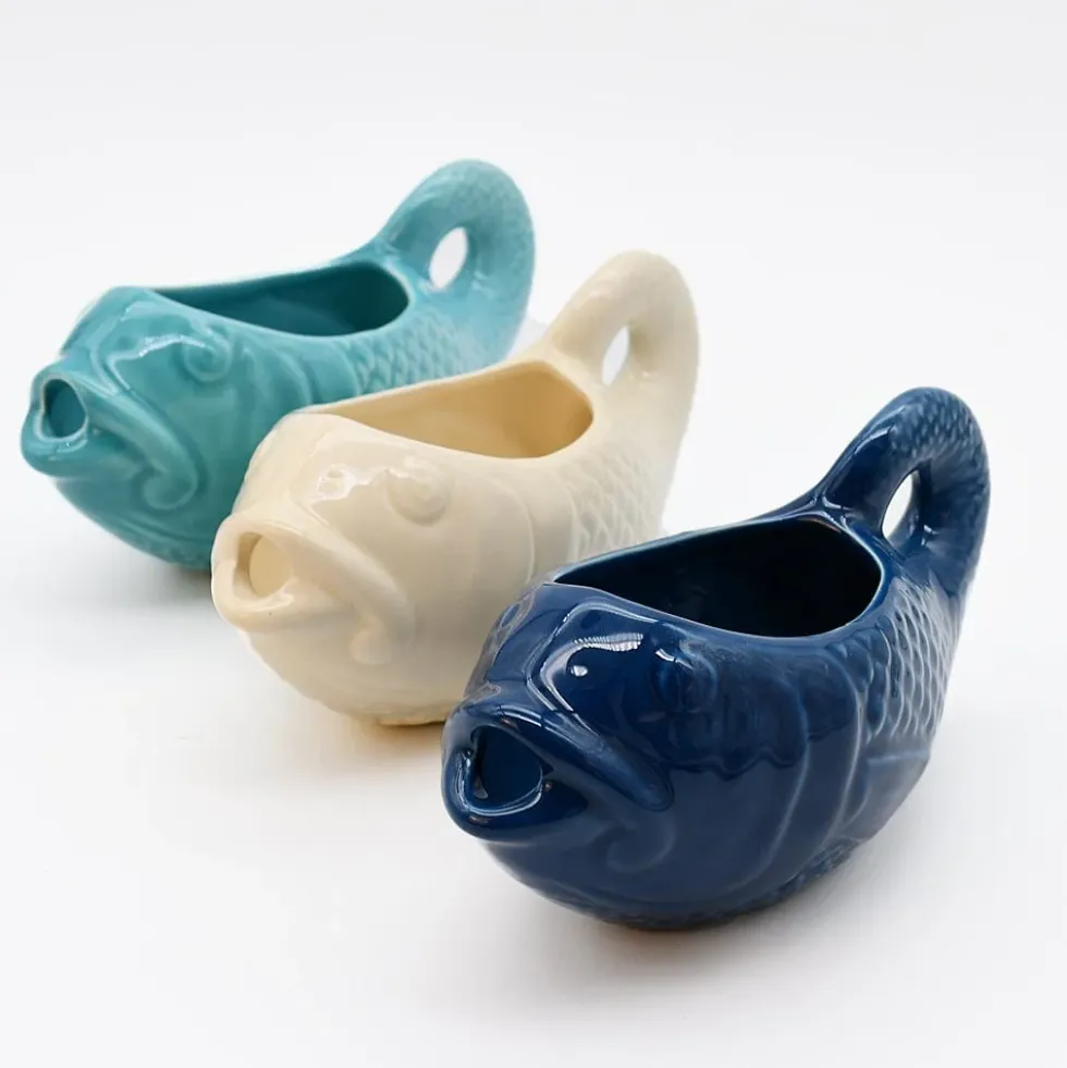 Saucière en céramique en forme de Poisson - Blanc cassé