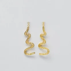 Serpente I Boucles d'oreille en argent doré - 6cm