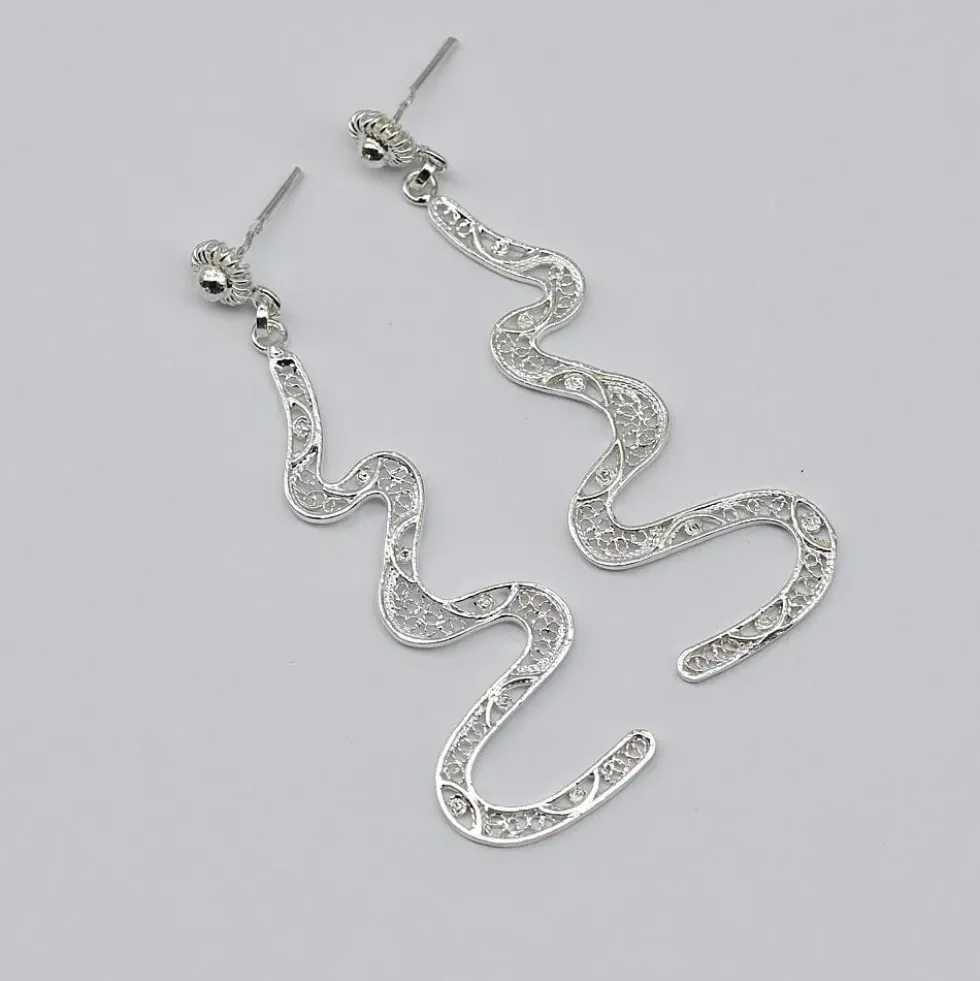 Serpente I Boucles d'oreille en argent - 6cm